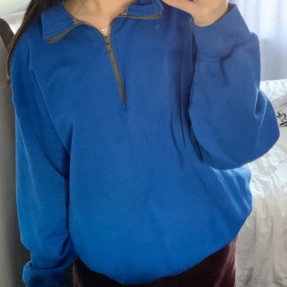 royal blue oversized quarter zip sweater - Picture 2 of 2